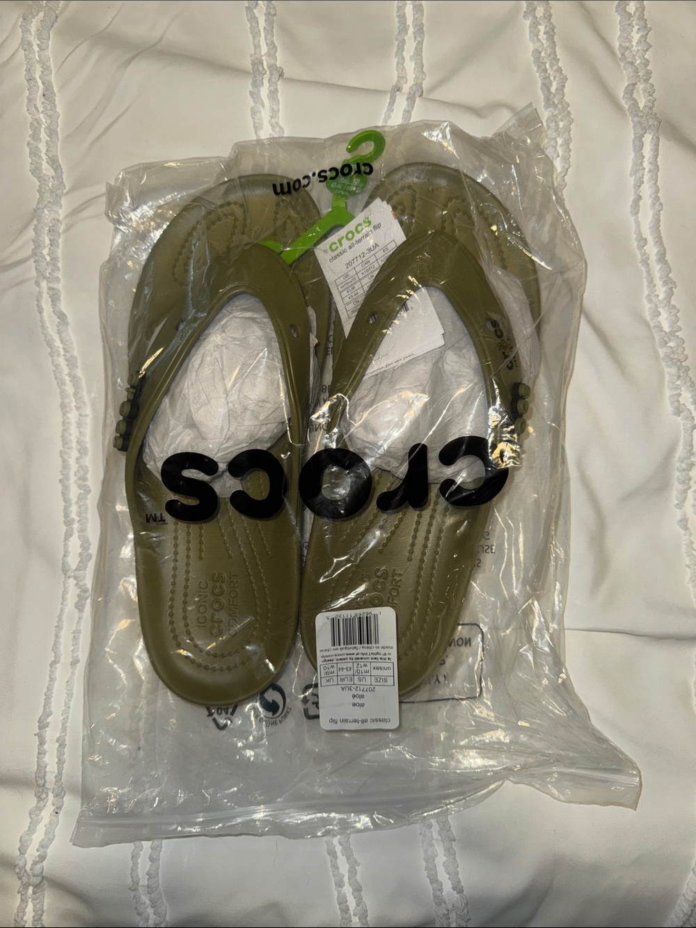 CROCS Men’s Olive Green Classic Flip Sandals